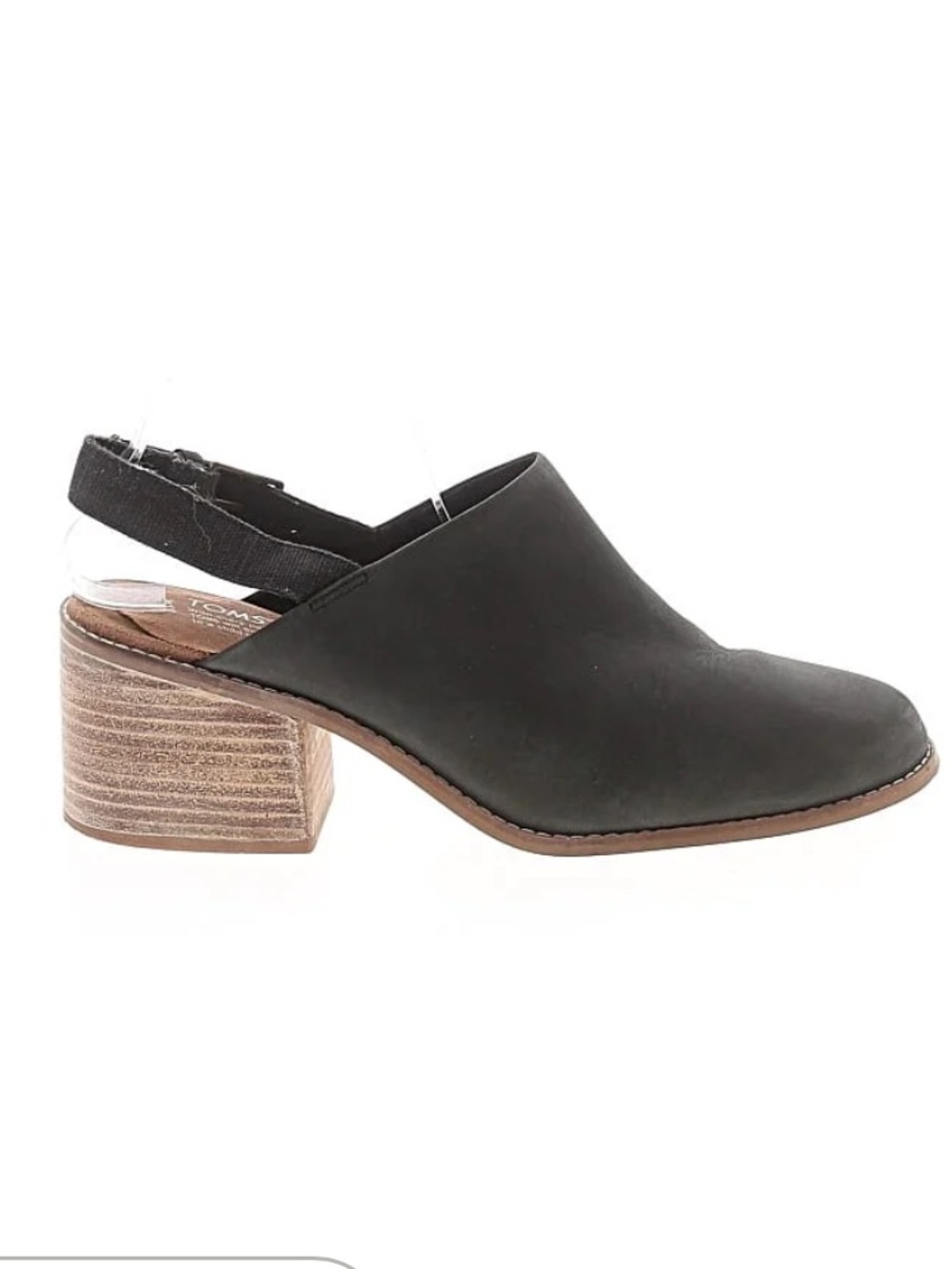 Toms Black Slingback Mule with Stacked Heel Clog sz 8.5